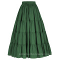 Belle Poque Mujer De Color Verde Sólido De Algodón Ancho De Algodón Maxi Falda De Falda Larga BP000207-3